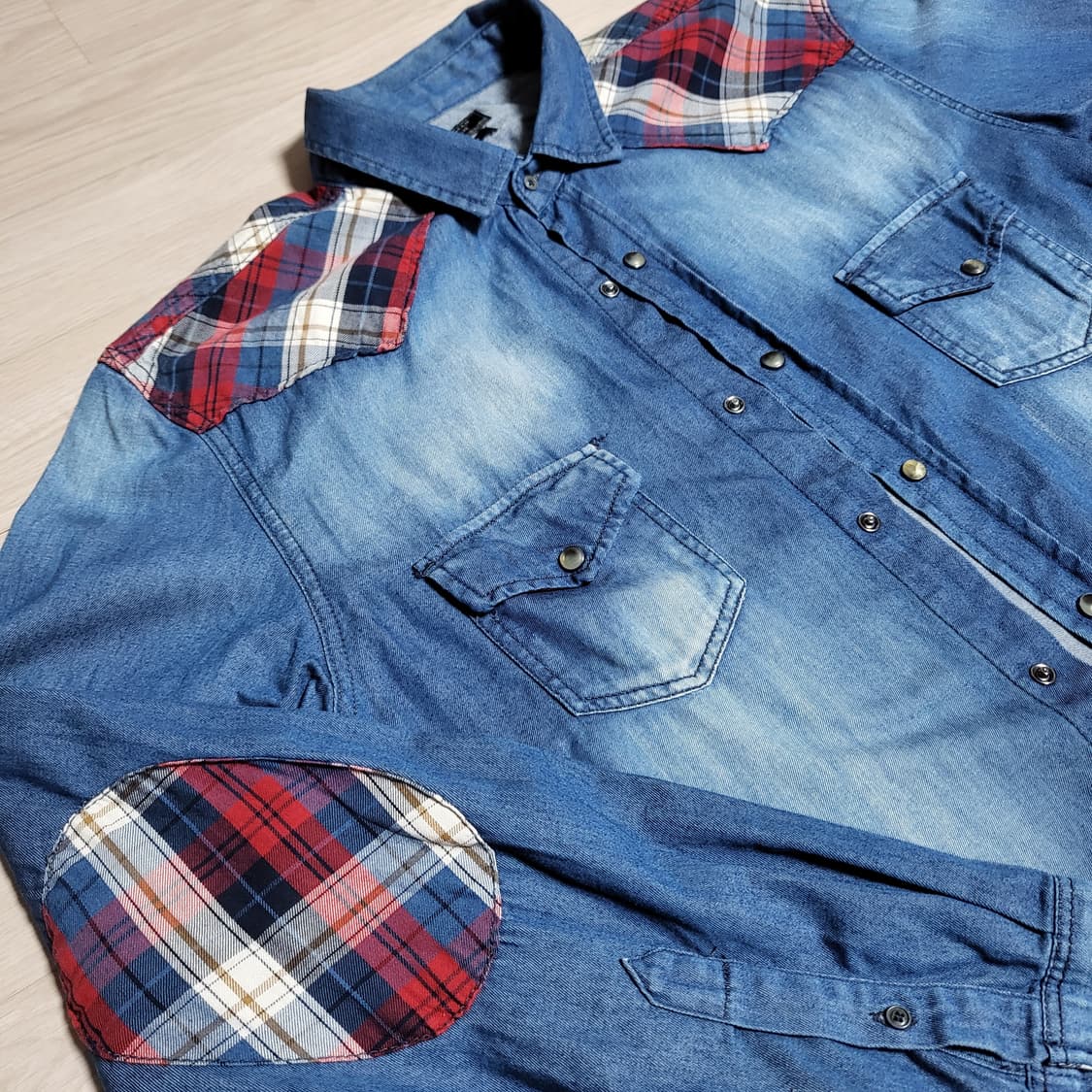자라 패치워크 데님 셔츠(xl) 상품이미지2