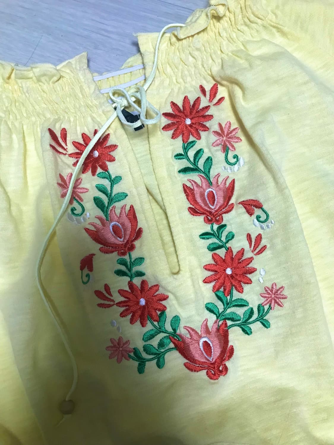 자수 옐로우 블라우스 빈티지 하구미 상품이미지2