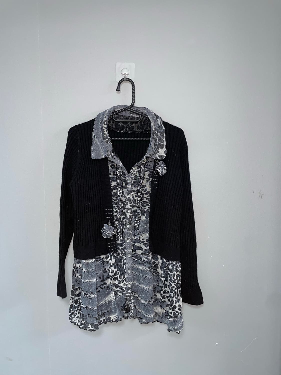 Leopard detail long cardigan 상품이미지4