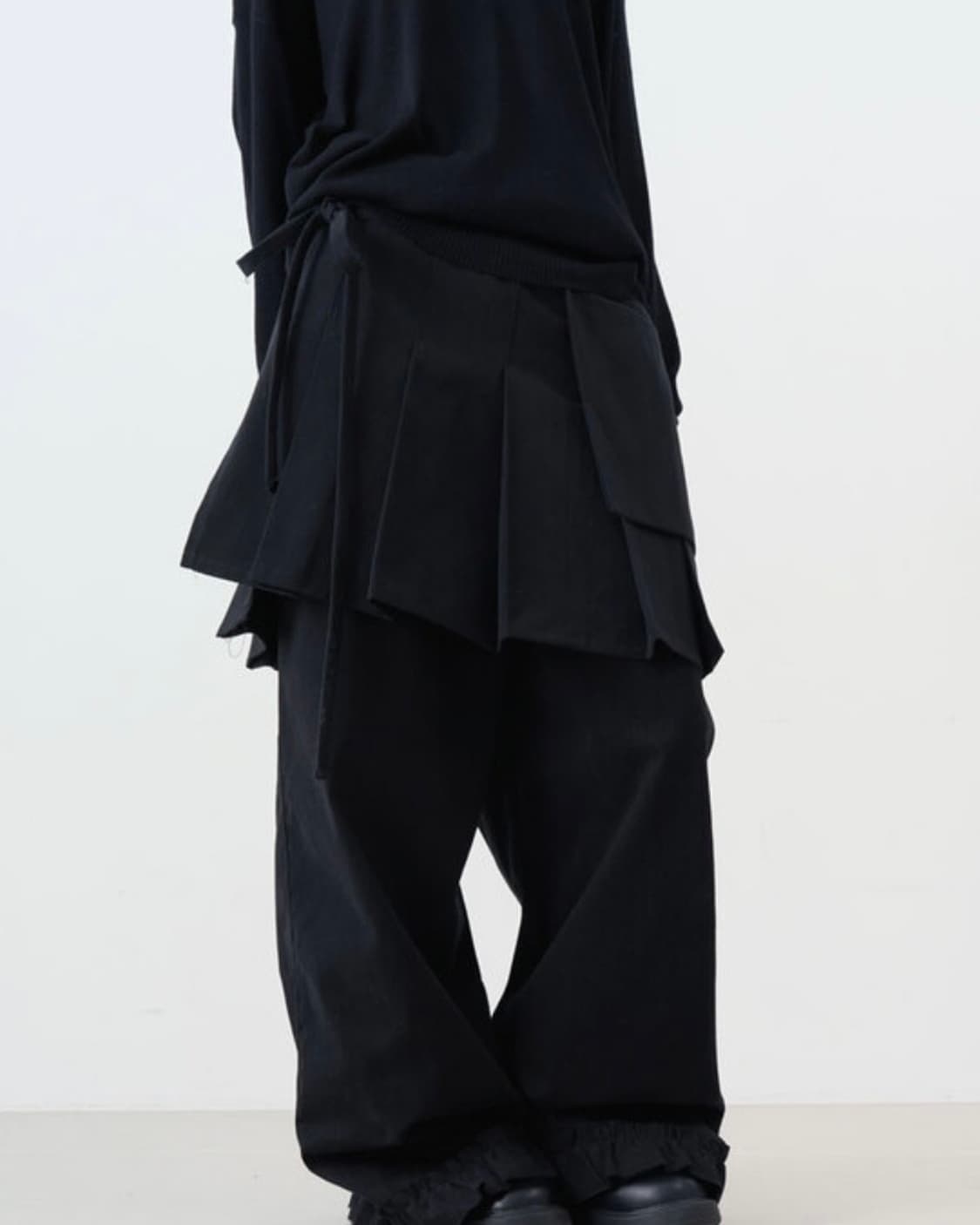 프릴 랩 스커트 팬츠 세트 치마바지 (블랙/차콜) 새상품 상품이미지1