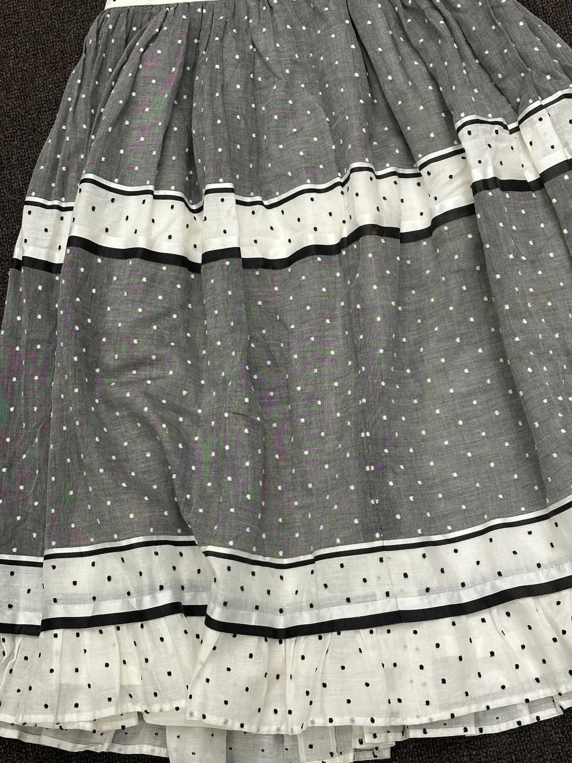 L)Japanese vintage 도트 패턴 프릴 디테일 롱스커트 상품이미지4