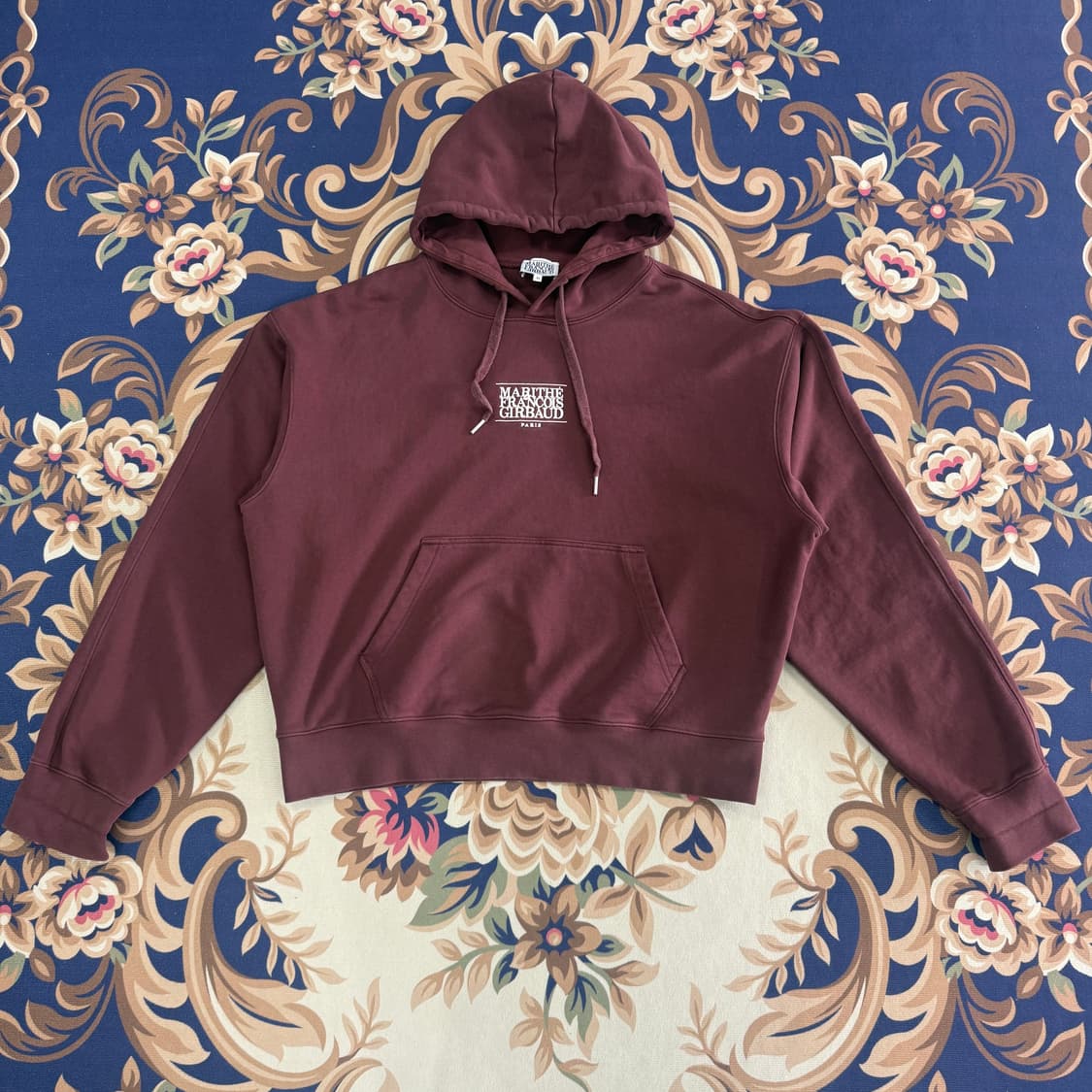(XL) 마리떼 프랑소와 저버 스몰로고 후드티셔츠(버건디) 상품이미지1