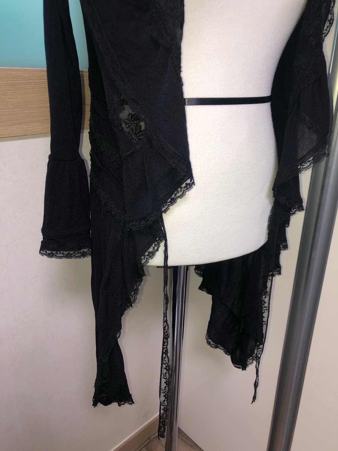 빈티지 구제 플라워 레이스 자수 프릴 여름 긴팔 가디건 상품이미지4