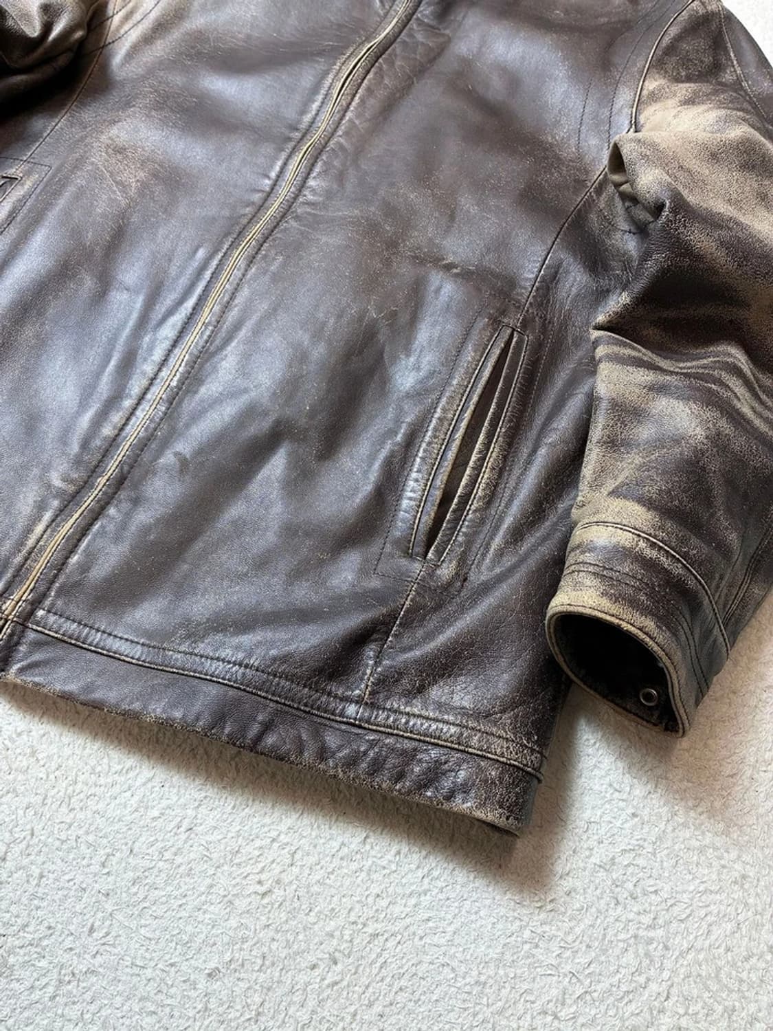 Selected 90's Cow 레더 페이딩 가죽 자켓 PN6378 상품이미지4