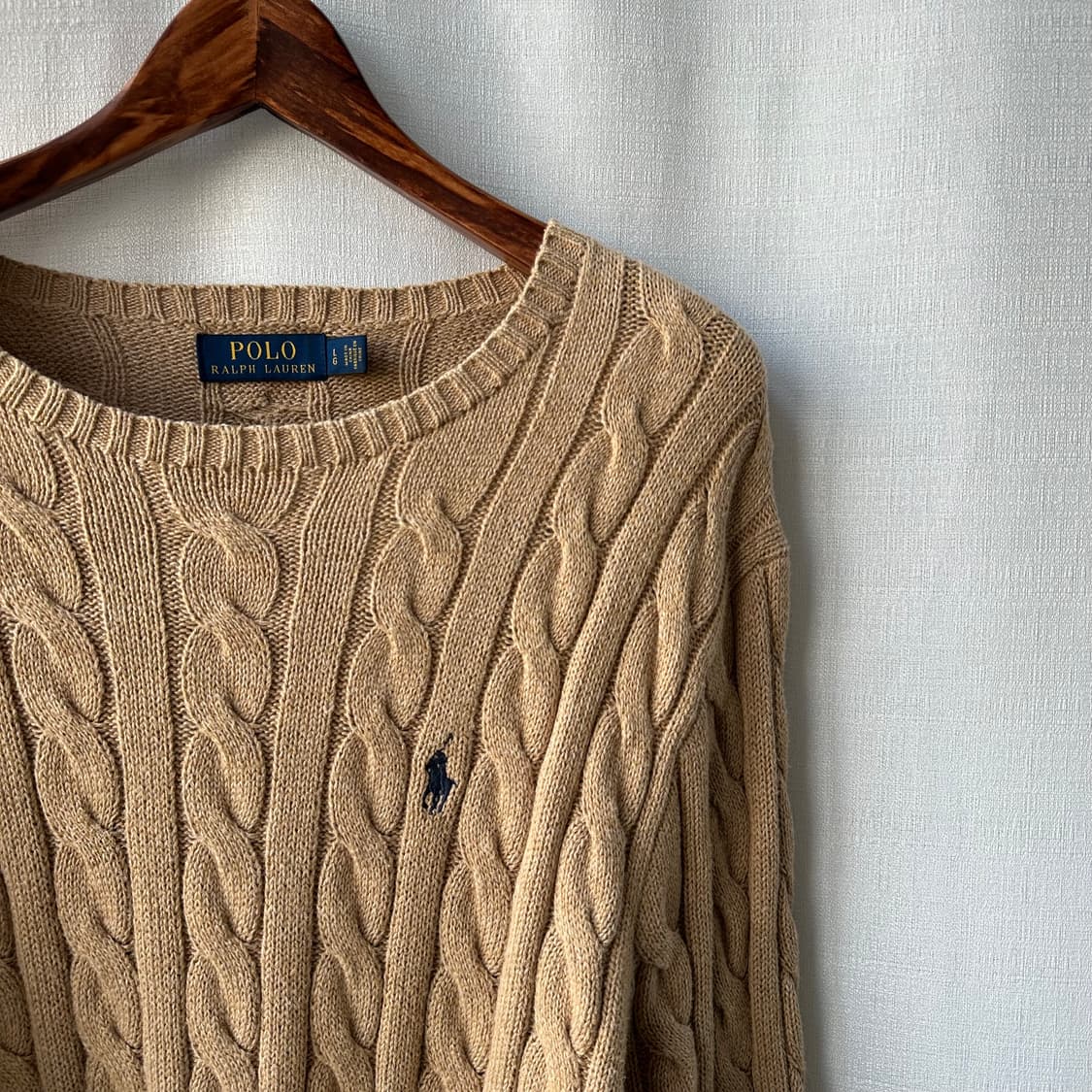 폴로 랄프로렌 케이블 니트 코튼 스웨터 베이지 L 상품이미지2