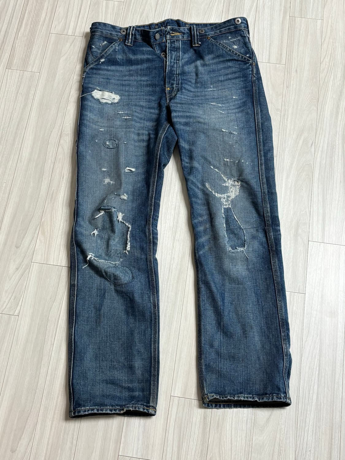 RRL 스트레이트 핏 브레이턴 디스트레스드 진 브레이턴 워시 상품이미지1