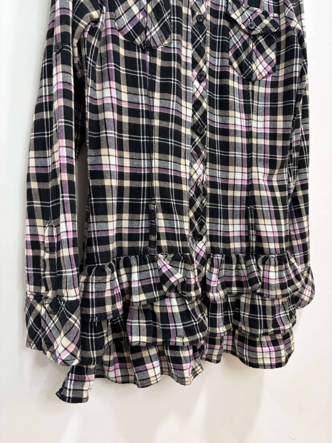 Sweet Girl 핑크 체크 프릴 원피스 상품이미지7