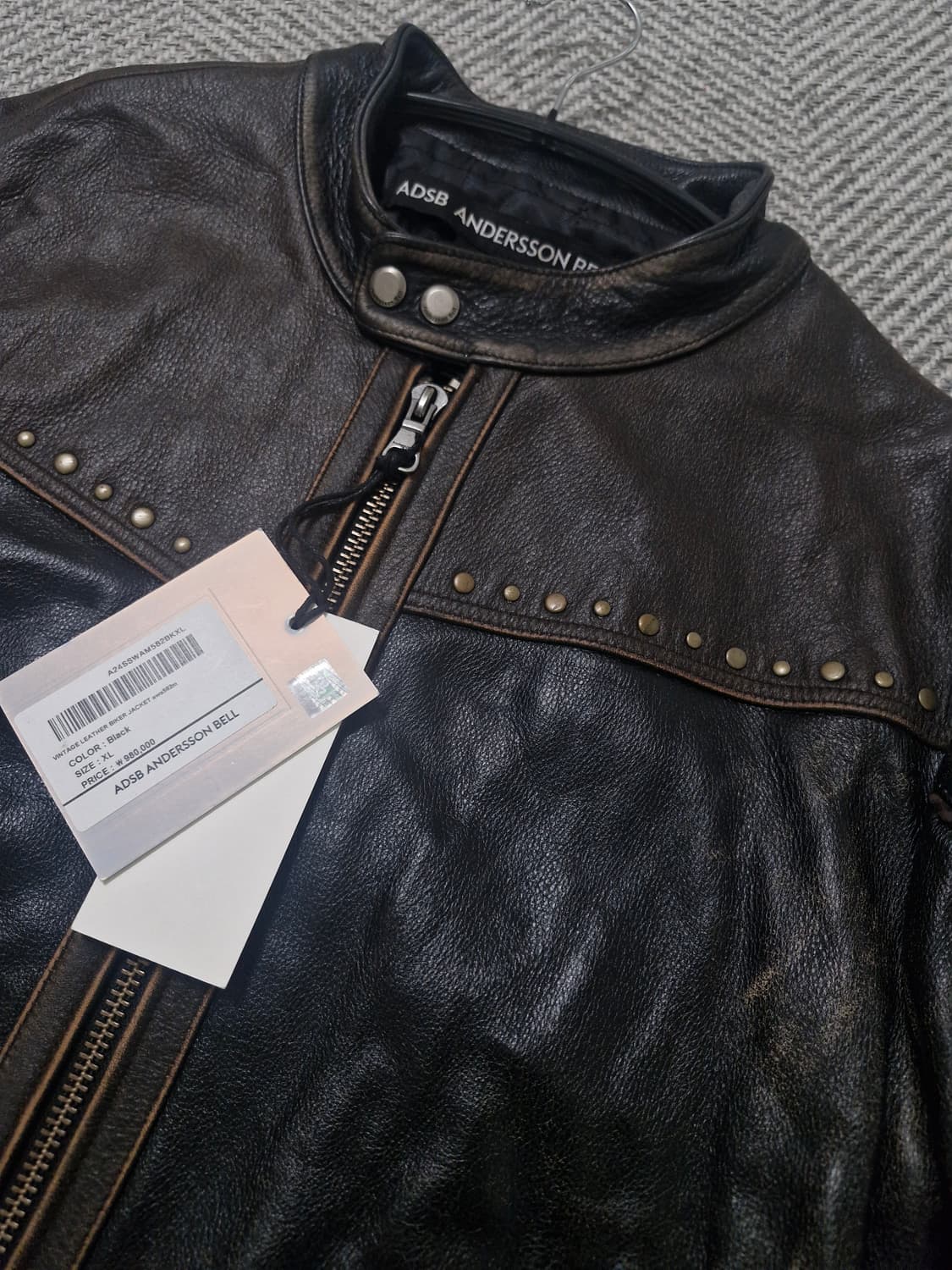 (미시착새상품) 앤더슨벨 빈티지 레더 바이커 자켓 XL 상품이미지2