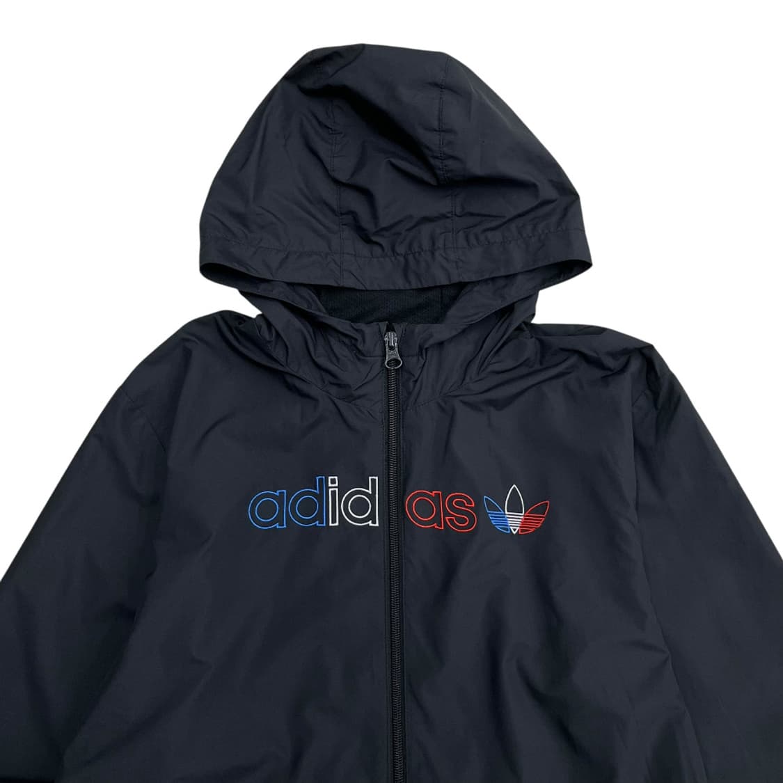 아디다스 컬러로고 블랙 후드 바람막이 L 상품이미지4