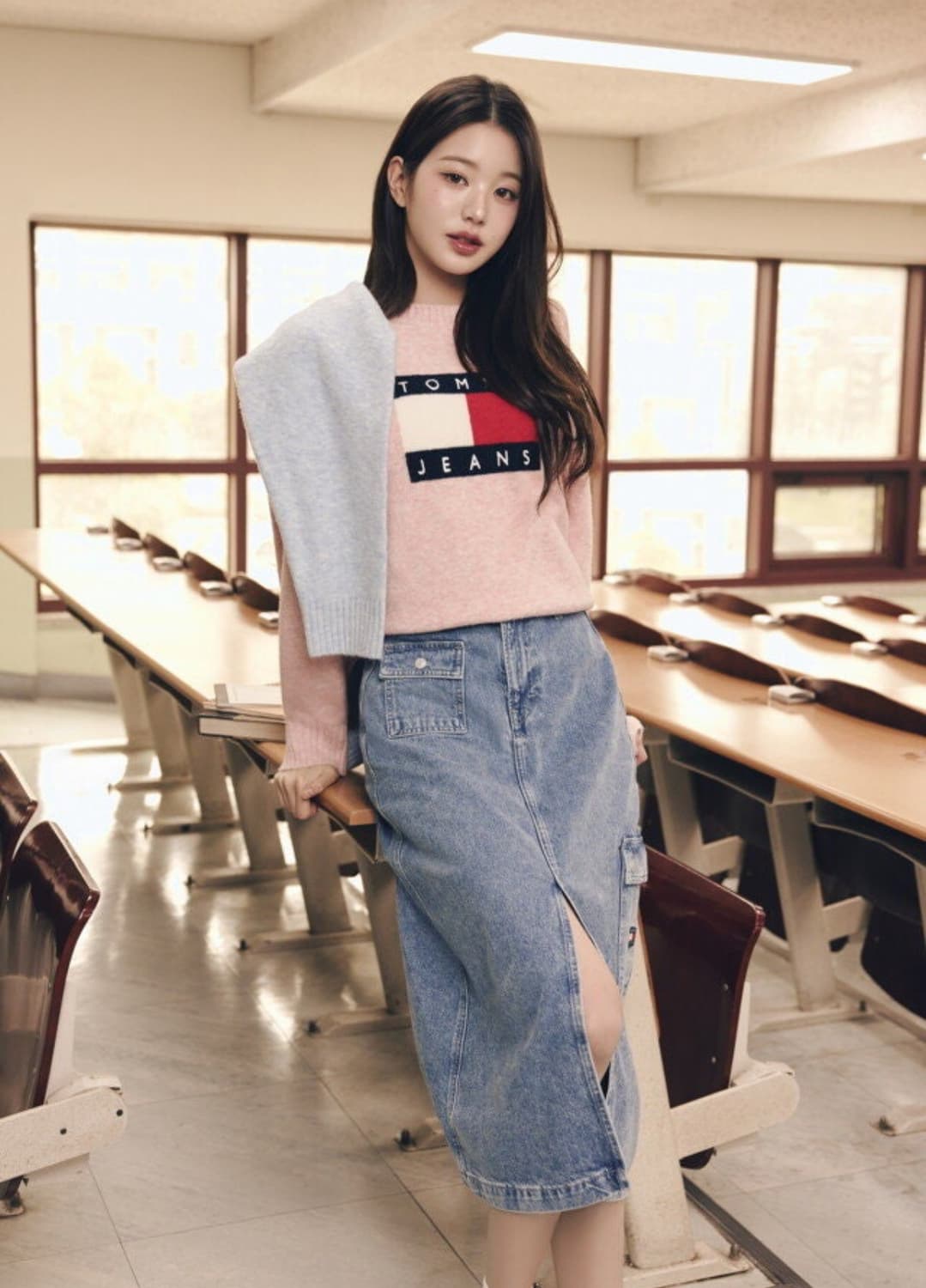 타미진스 플래그 크루넥 스웨터 핑크 XS 상품이미지4