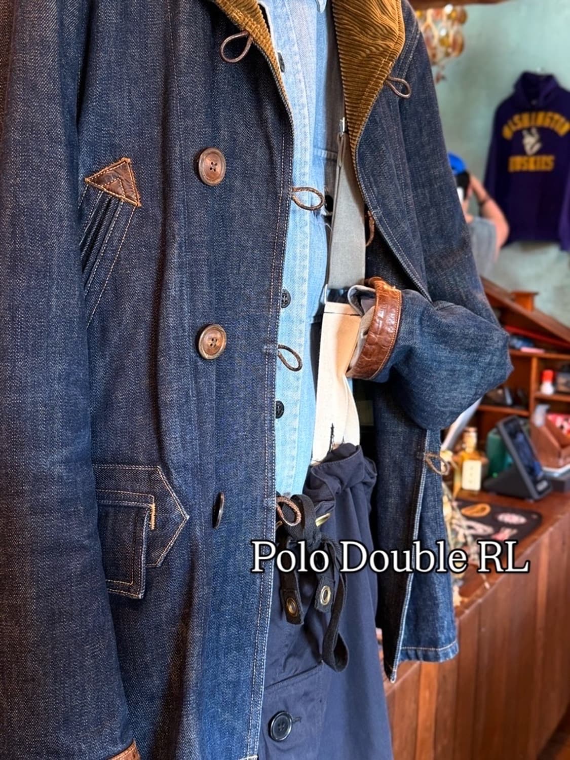 Polo Double RL 미해군 숄카라 데님 피코트 재킷 여성사이즈 상품이미지1