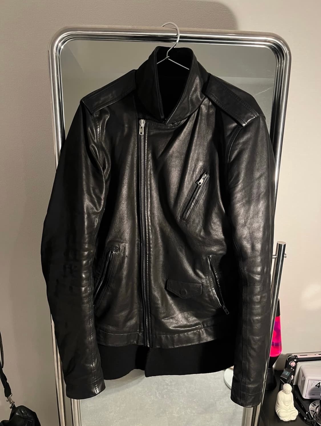 14fw 릭 오웬스 stoogie 캐시미어 도킹 카프 레더자켓 상품이미지1