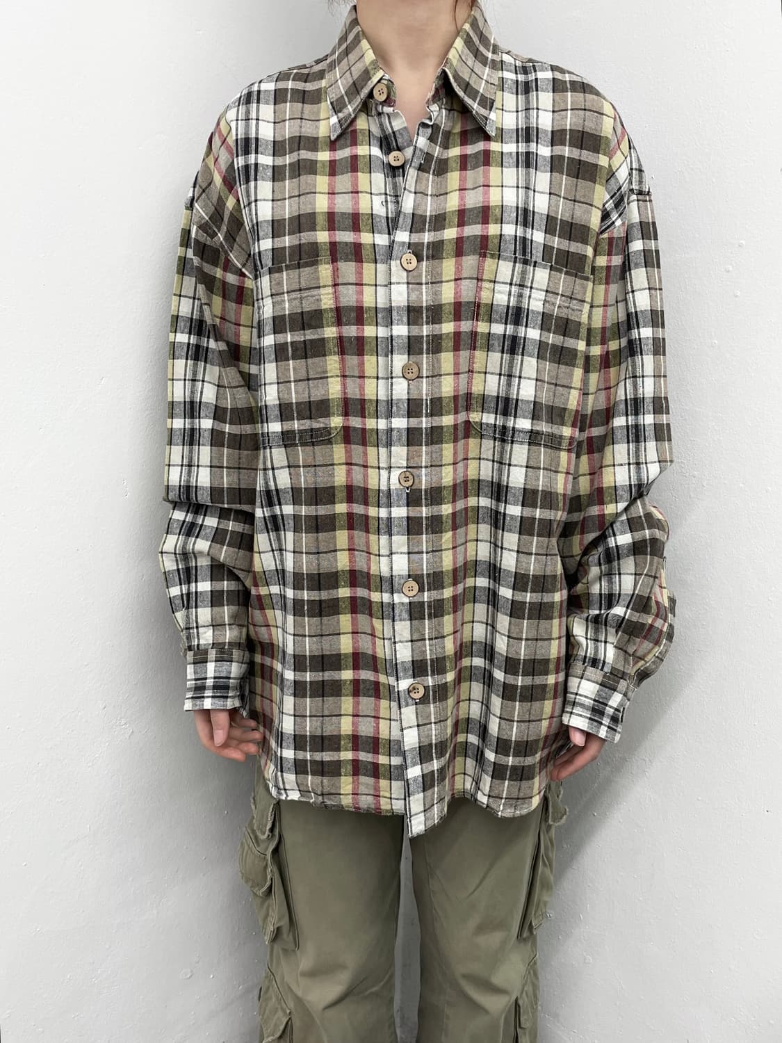 너드 브라운 포켓 체크 셔츠 상품이미지2