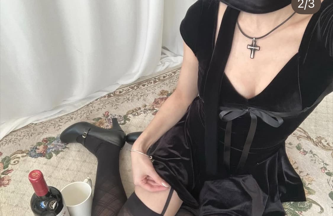 스카프 세트) 엔젤넘버555 벨벳 플레어 드레스 스카프세트 상품이미지2