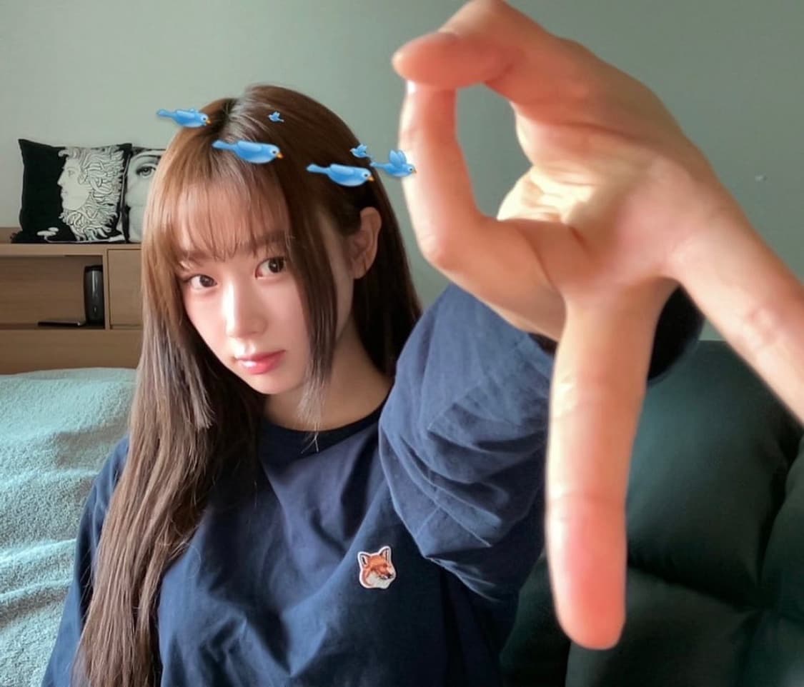 에스파 지젤 착용 메종키츠네 티셔츠 슬리브 롱슬리브 네이비 XS 상품이미지1
