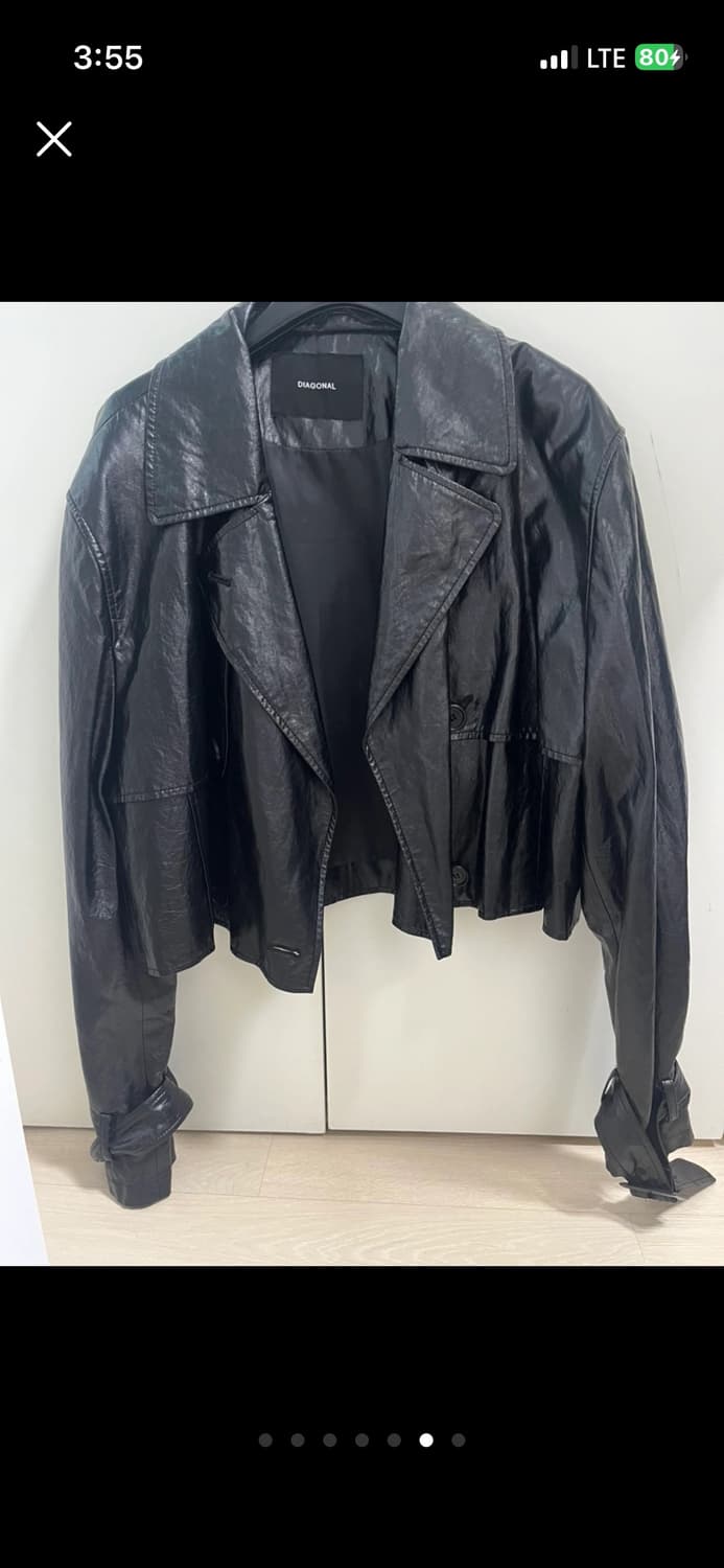 다이애그널 크롭 레더자켓 상품이미지6