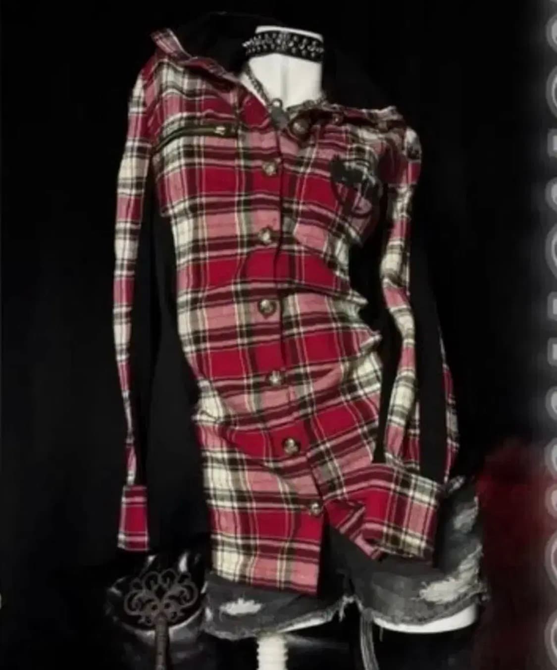 에고이스트 레드체크 펑크 와투케 나나깔 셔츠  상품이미지1