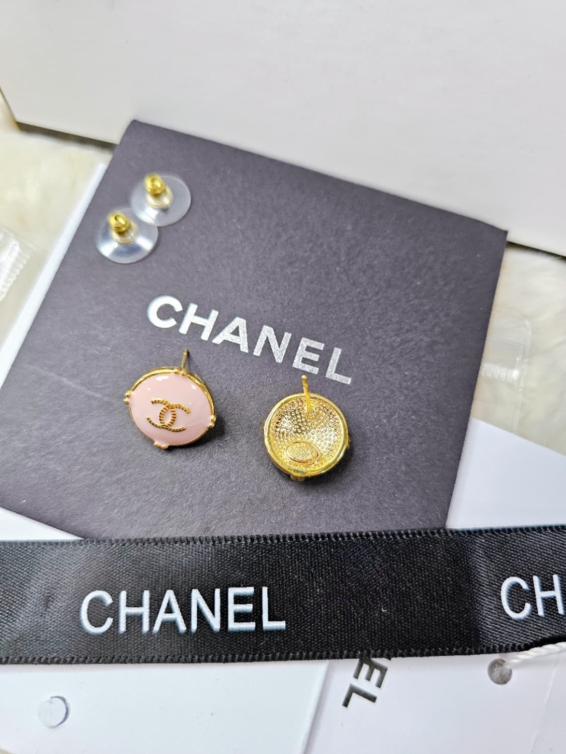 빈티지 샤넬 핑크 업사이클링 이어링 상품이미지3