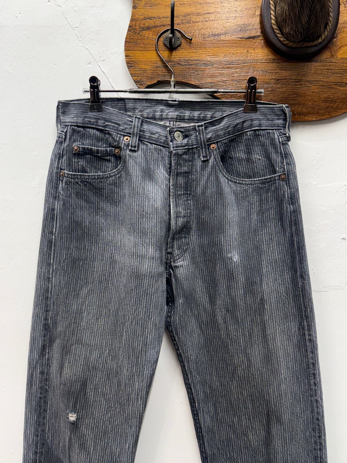 80s USA Levi’s 501 Hickory Stripe Denim  상품이미지7