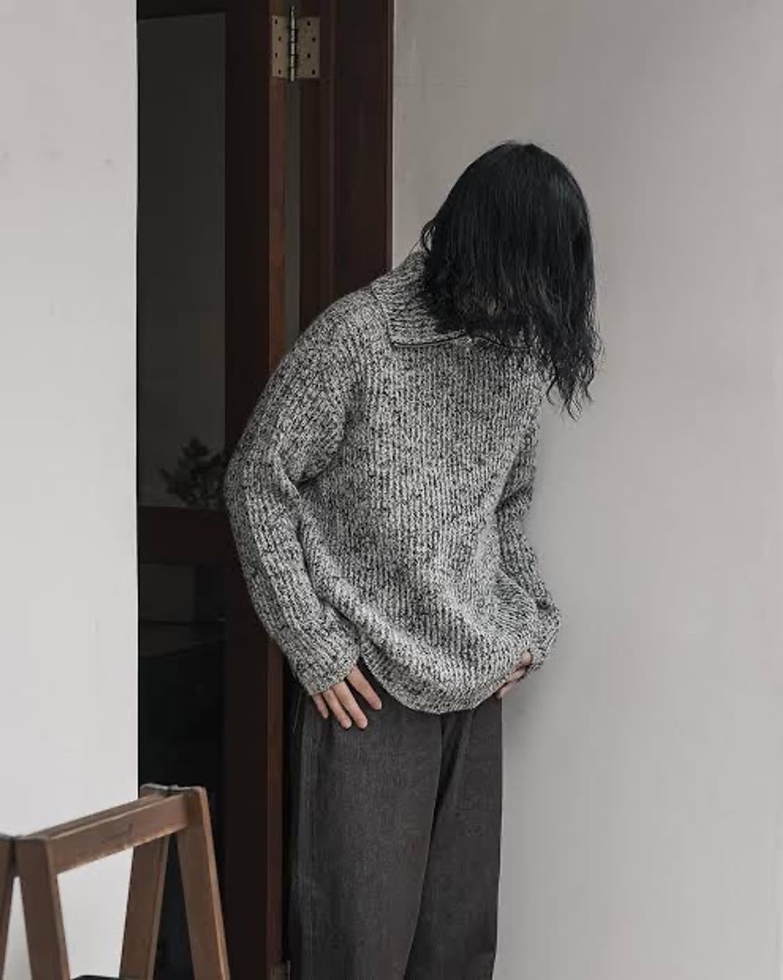 [4] 오라리 울 베이비 알파카 믹스 립 집업 터틀넥 니트 상품이미지4