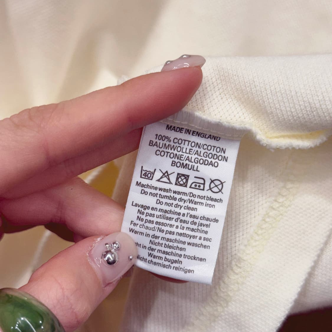 버버리 90'S 클래식 카라 반팔 티셔츠 플로럴 체크 디테일 아이보리 상품이미지8