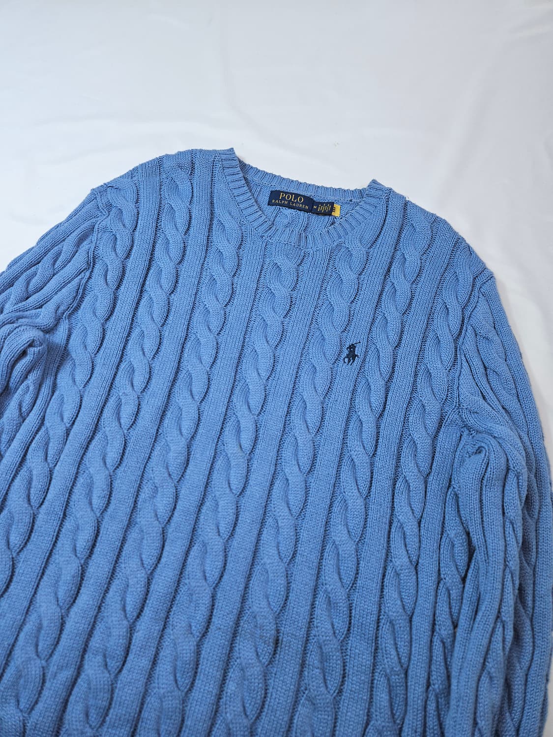 폴로 랄프로렌 신형 케이블니트 꽈배기 스카이블루 QR정품 남성 M 상품이미지2