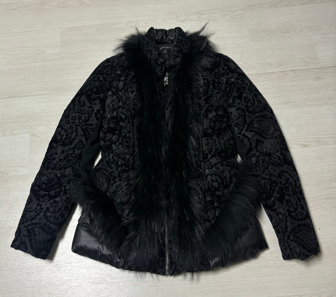 갸루st 블랙 벨벳 퍼 패딩 상품이미지1