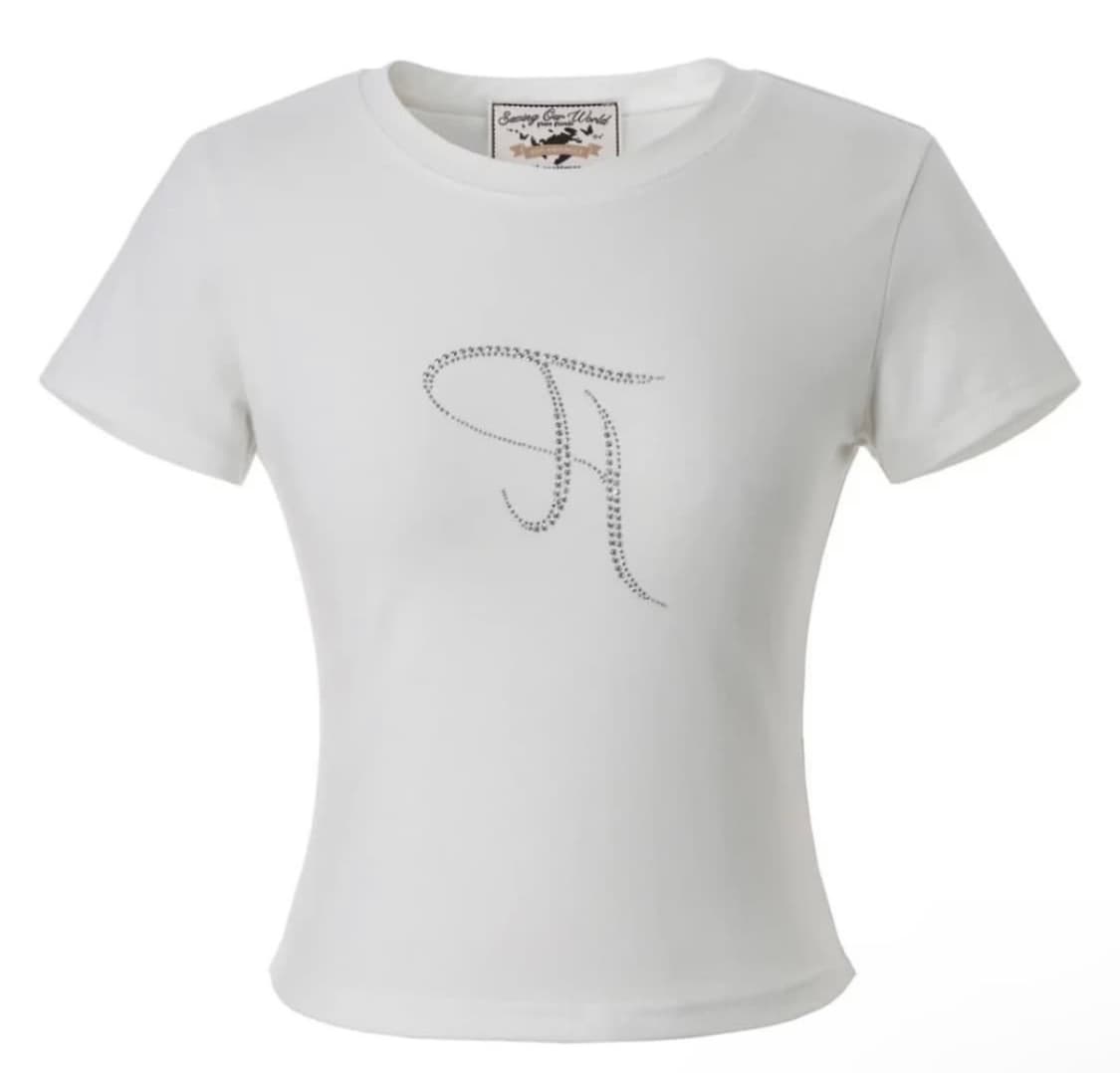 쓰리타임즈 주얼리 반팔티 흰색 상품이미지1