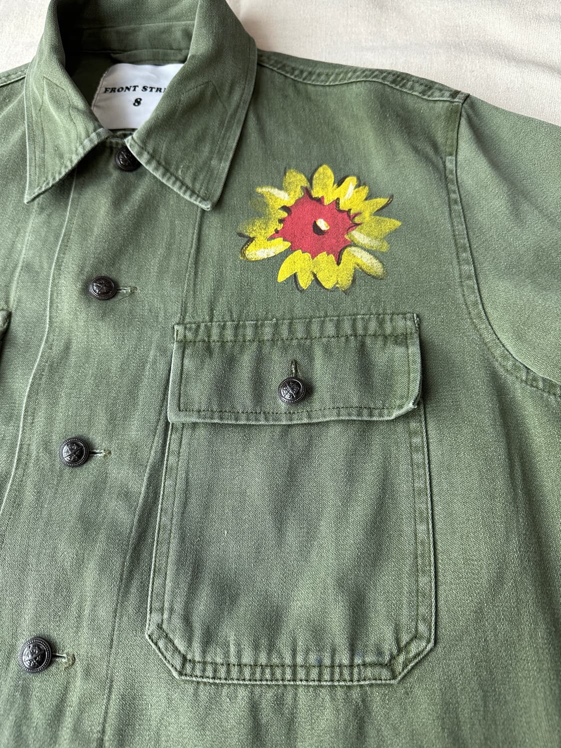 프론트 스트리트 8 플라워 밀리터리 셔츠 100 made in Italy 상품이미지4