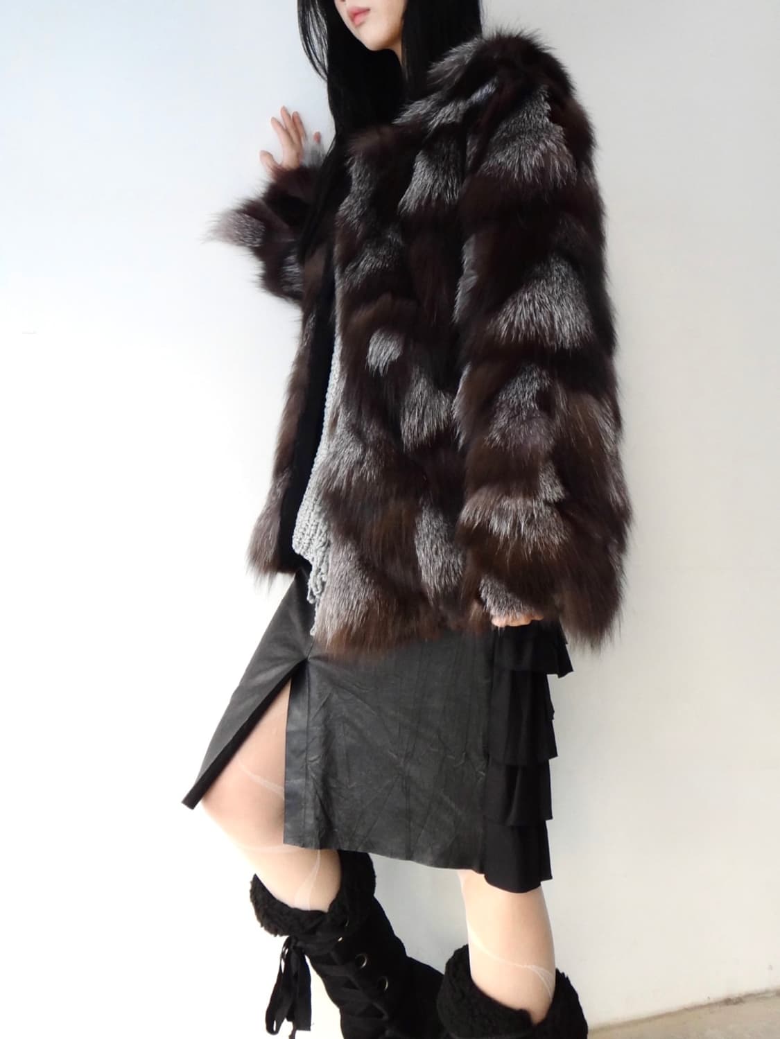 Milk touch fur jacket / brown & black 상품이미지6