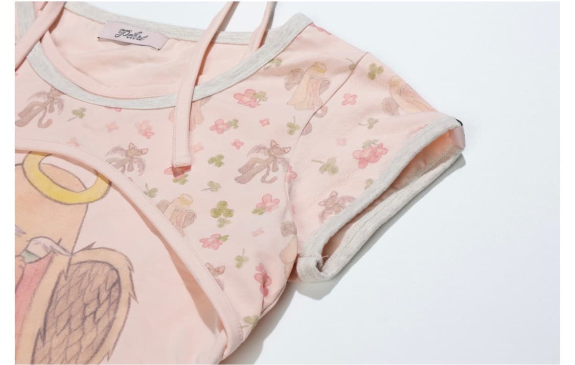 PEHRT Halter Neck Bolero Print T shirt 상품이미지4