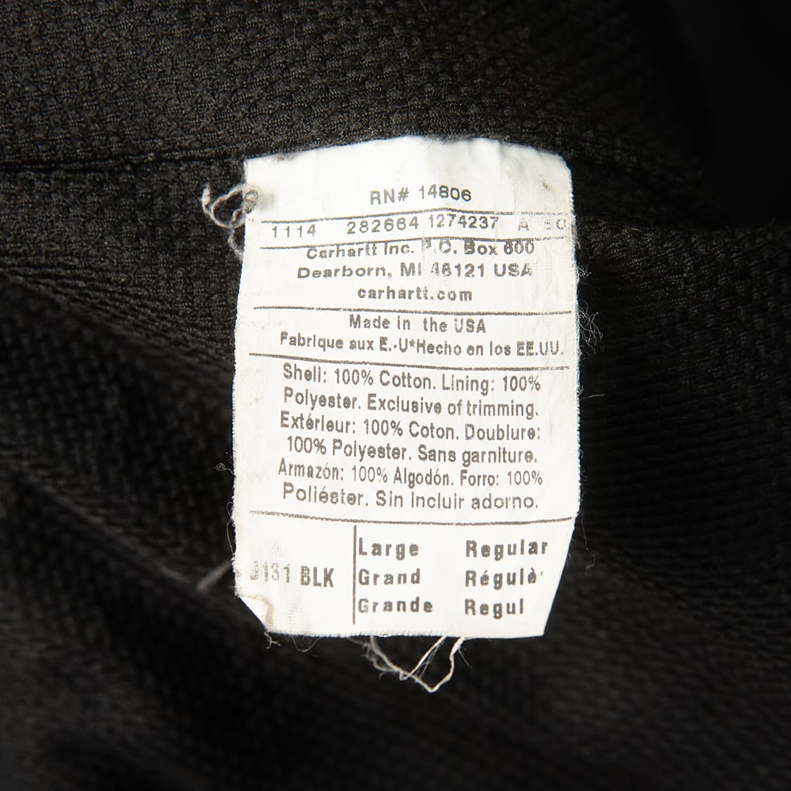 [L]  칼하트 J131 덕 액티브 자켓 블랙 USA 메이드  상품이미지8
