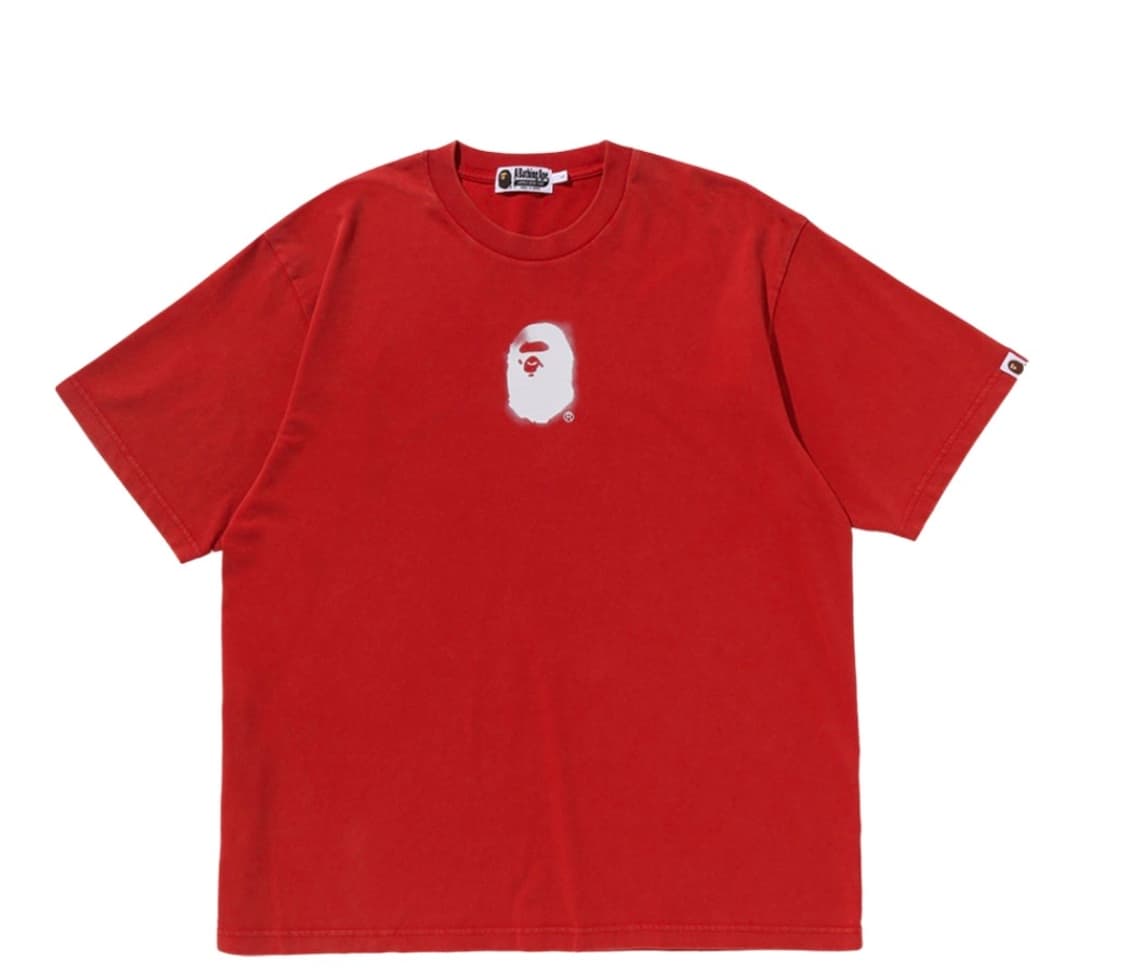 베이프 피그먼트 프린트 에이프 헤드 릴렉스드 핏 티셔츠 레드 상품이미지2