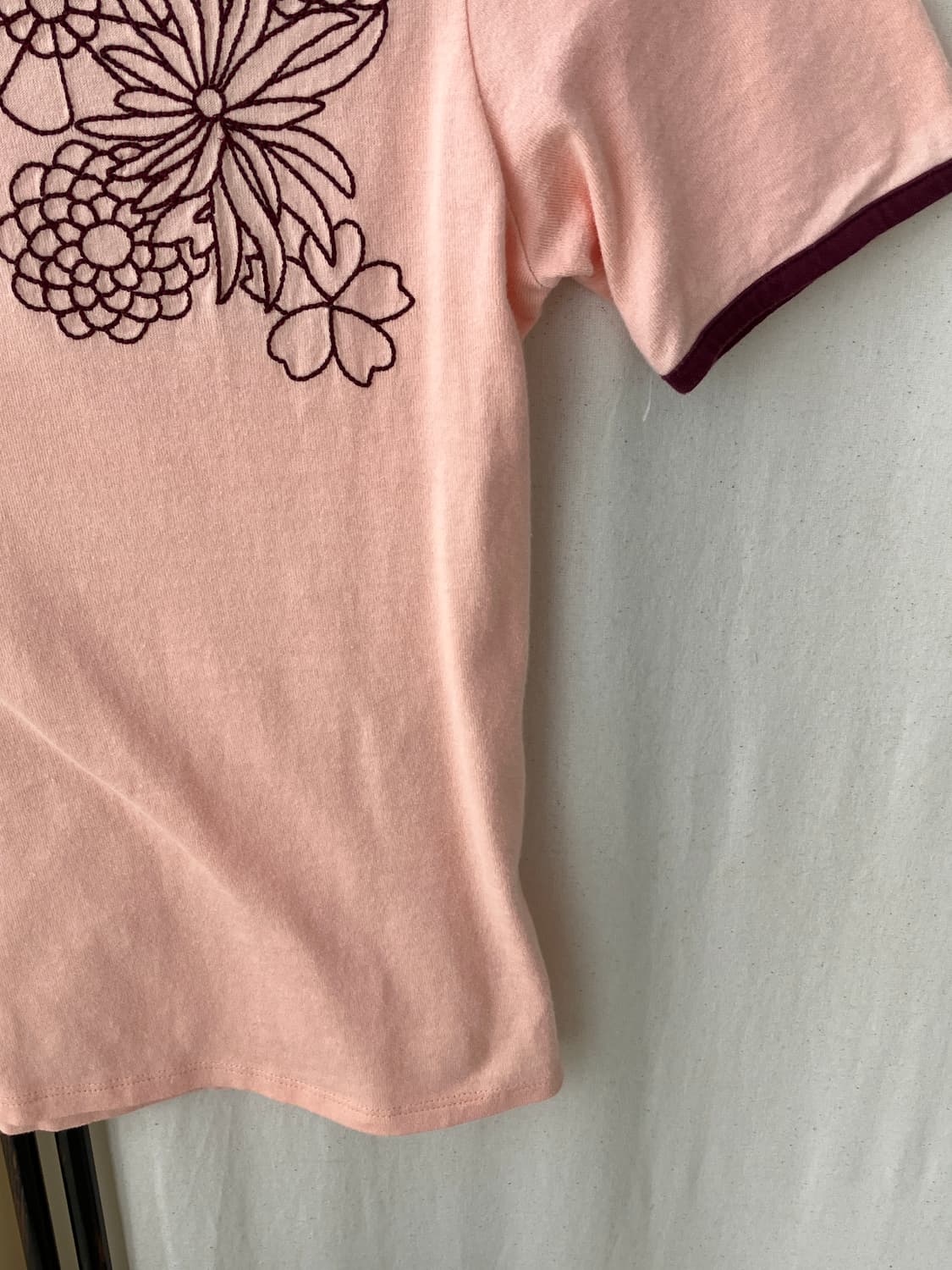 pastel flower embroidery ringer t-shirt 상품이미지4