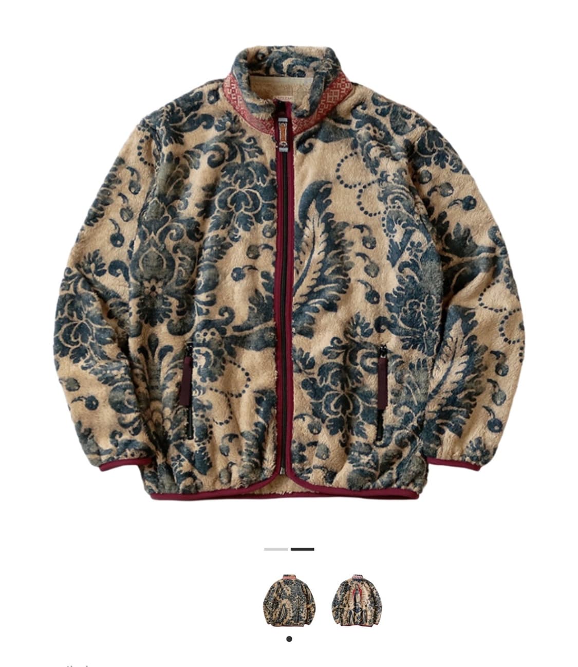 캐피탈 다마스크 패턴 플리스 집 블루존 베이지 상품이미지1