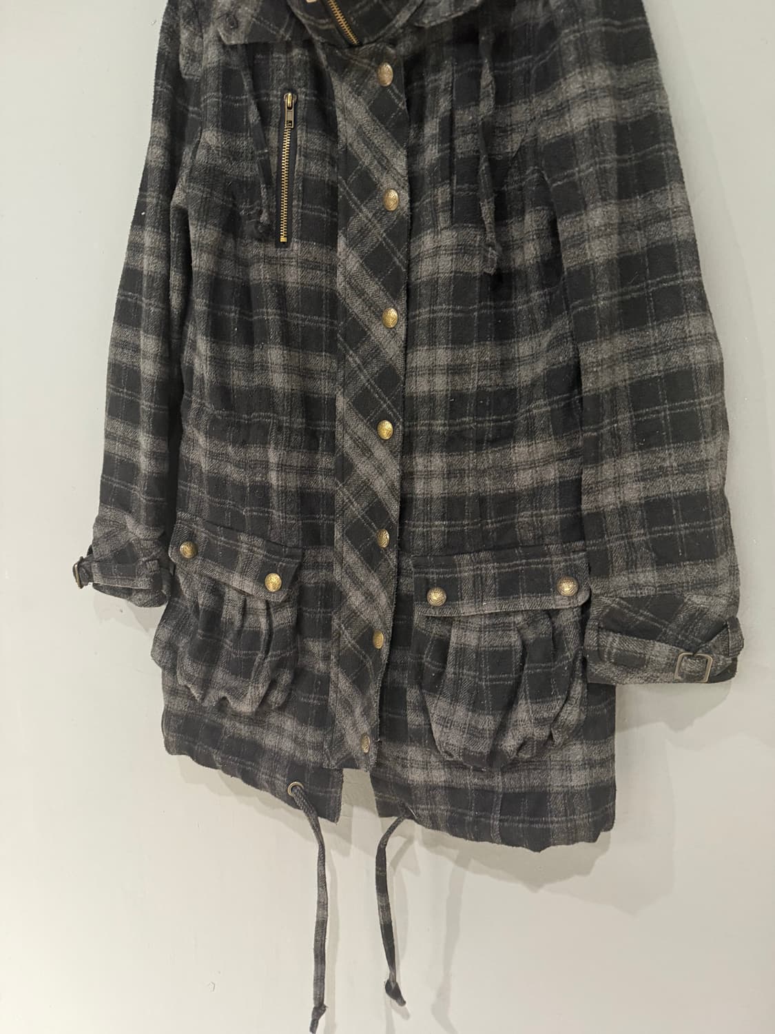 check pattern pocket detail hood coat 상품이미지6