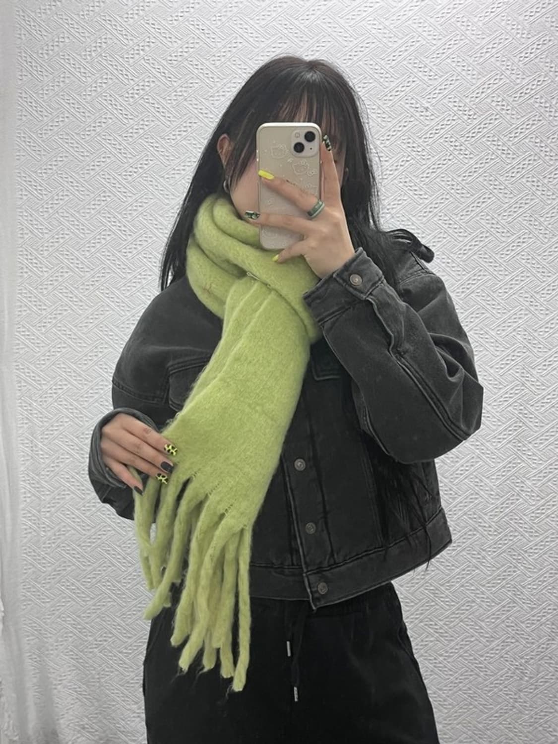 빈티지 폭닥 피스타치오 그린 목도리 C07471 상품이미지1