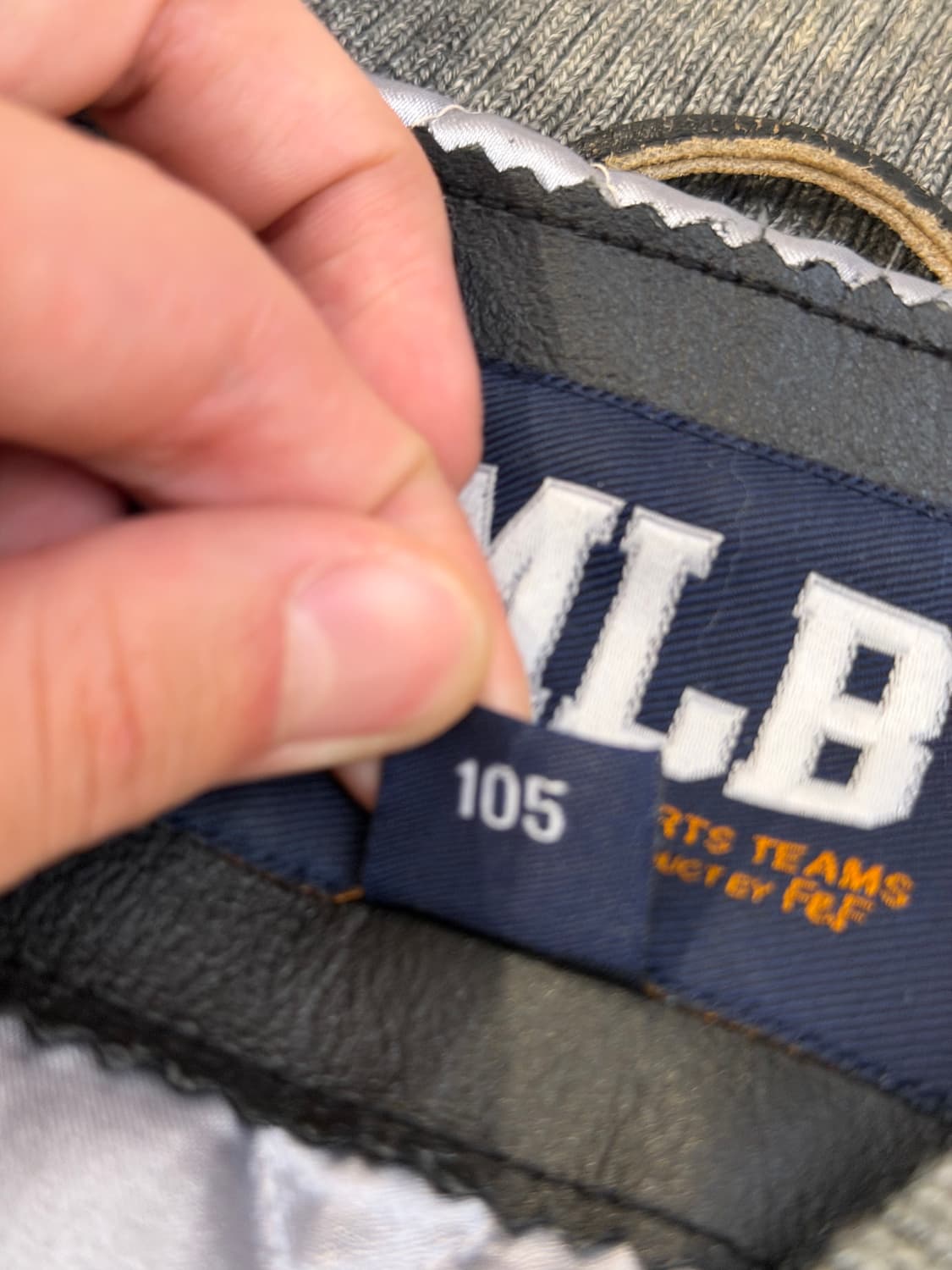 00s MLB 뉴욕 양키스 소가죽 바시티 자켓 그레이 블랙 상품이미지6