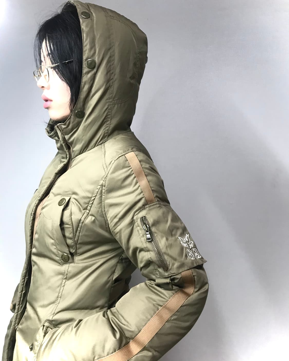 Khaki-beige military padded coat 상품이미지8