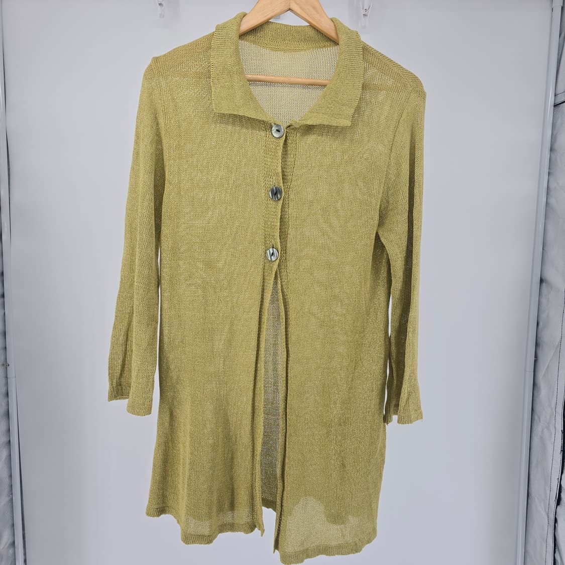 모리걸 일본 빈티지  내추럴  린넨 롱 썸머 가디건 올리브색 상품이미지8