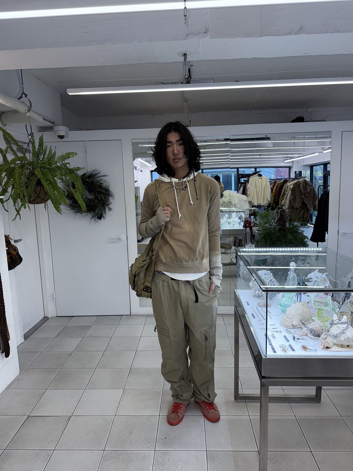 waffle knit layered sweat shirt 상품이미지3