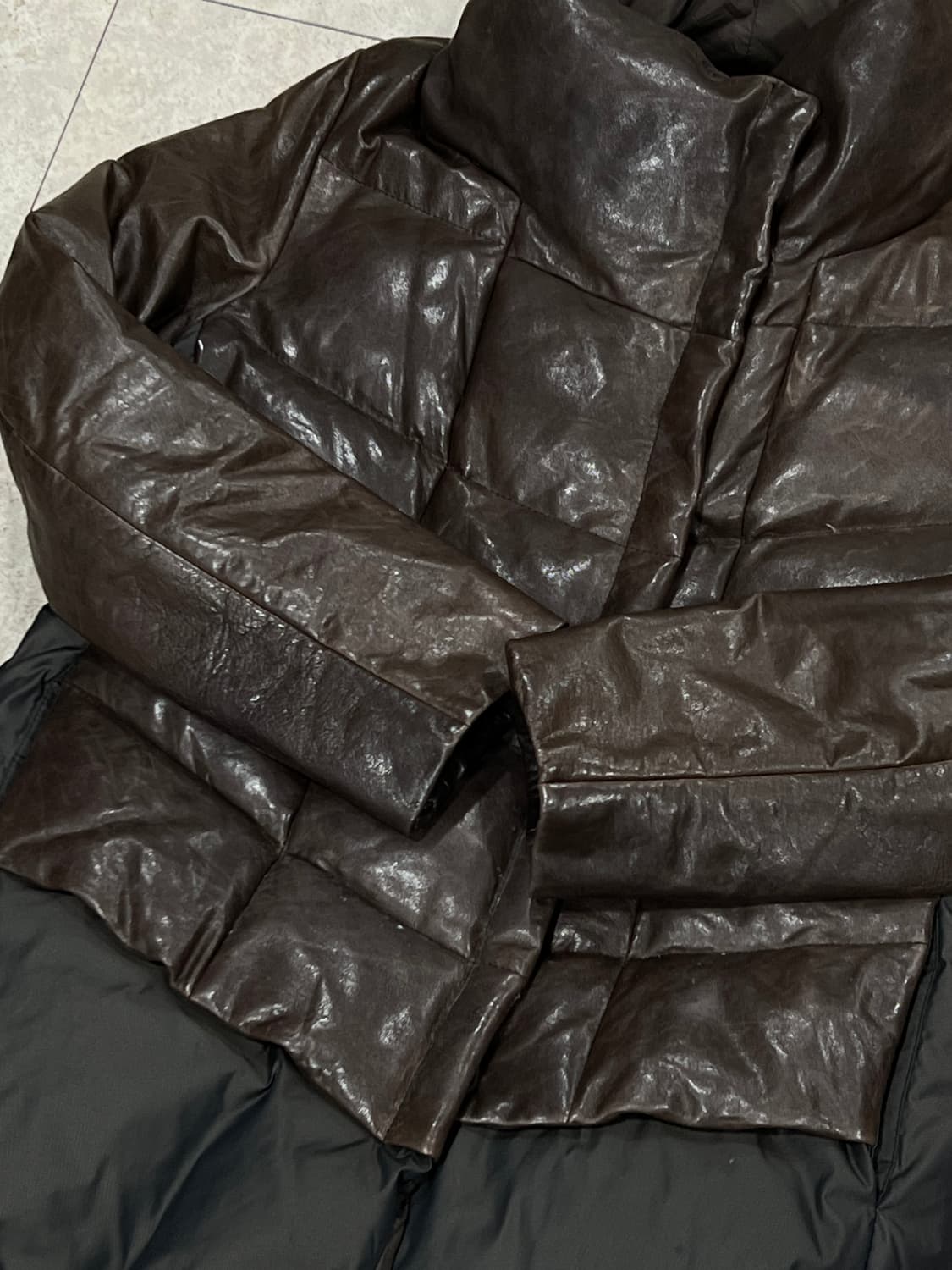 (66) 데무박춘무 우먼스 양가죽믹스 덕패딩 브라운 상품이미지4