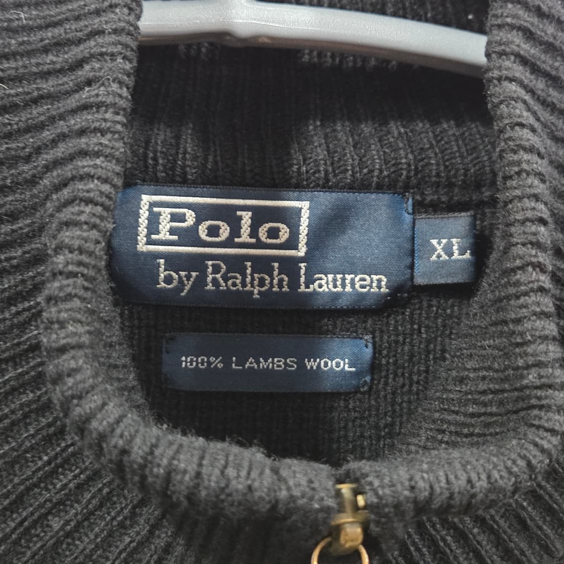 폴로랄프로렌 엘보우 패치 램스울 투웨이 니트집업 XL 상품이미지2