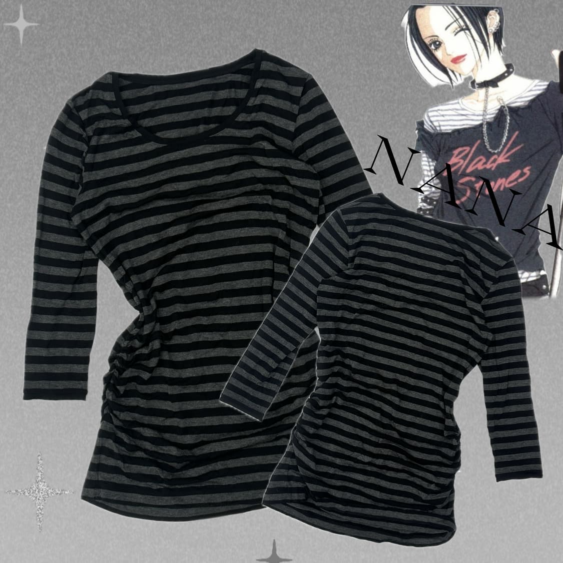 🖤나나깔 사이드 셔링 7부 롱 티셔츠🖤스프라이트 단가라 레이어드 상품이미지1