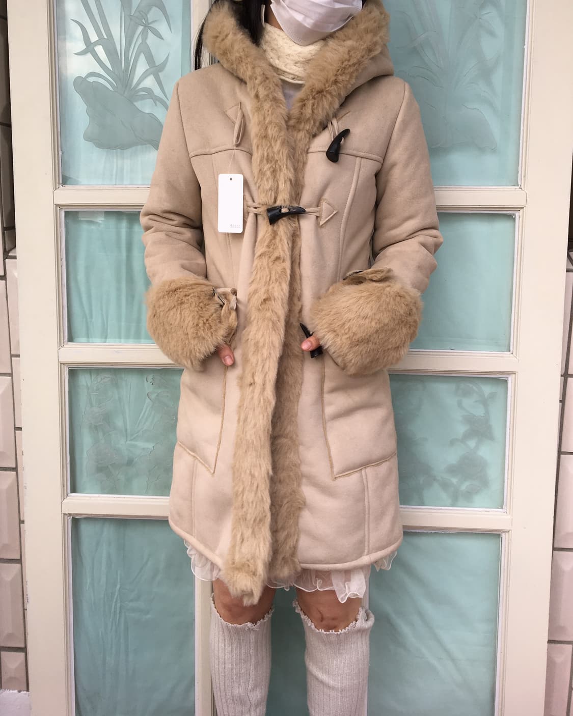 Fake fur duffle button hood coat 상품이미지7