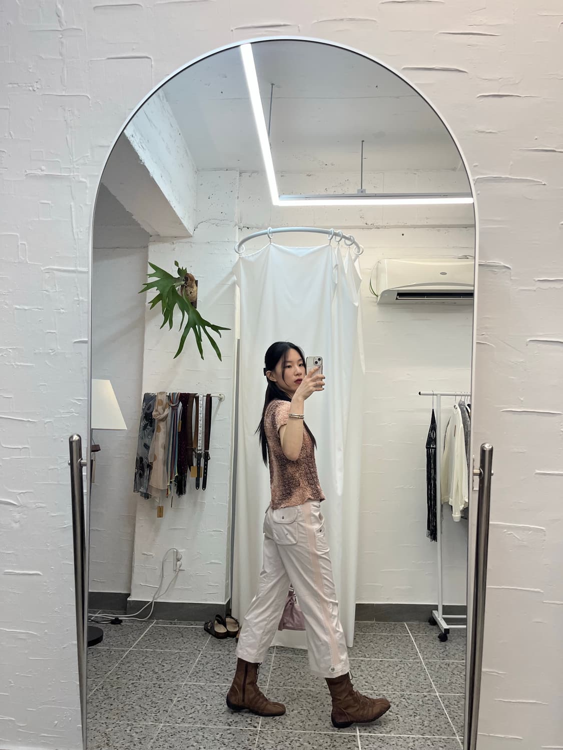 핑크 브라운 다이드 티셔츠 상품이미지4