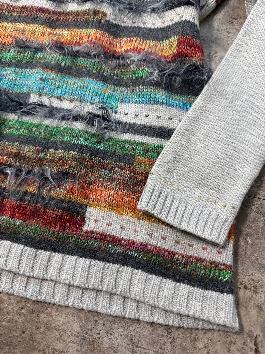 멀티 컬러 울 니트 스티치 데님 스커트 2pcs SET 상품이미지3