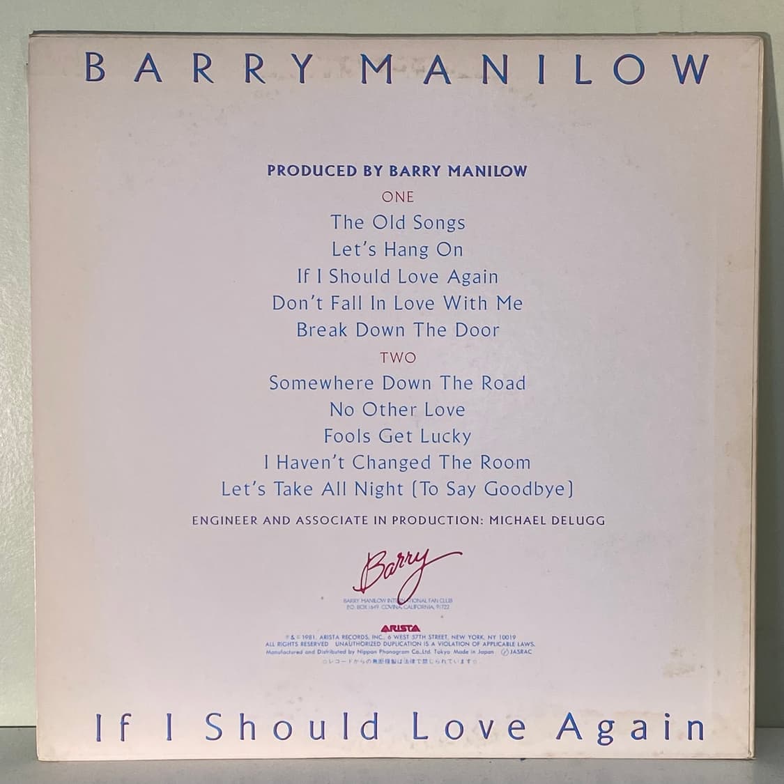 (중고LP-팝) Barry Manilow -If I Should 상품이미지2