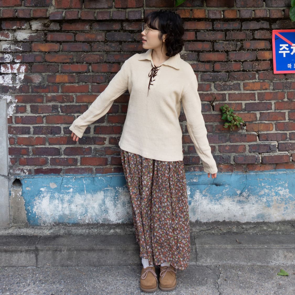 브라운 플라워 슬립 원피스 상품이미지3