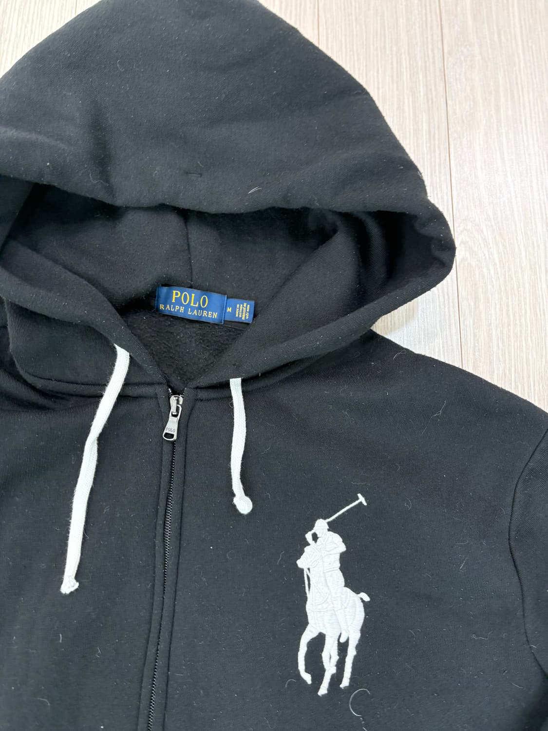 폴로 빅포니 레터링 블랙 후드집업 상품이미지2